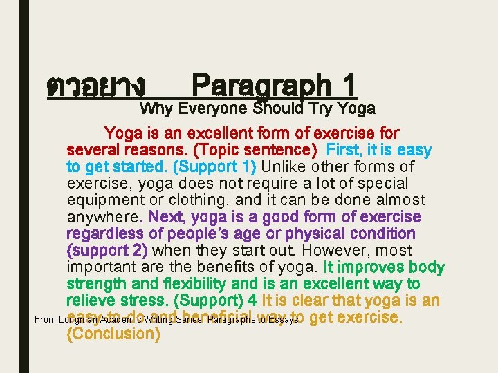 ตวอยาง Paragraph 1 Why Everyone Should Try Yoga is an excellent form of exercise