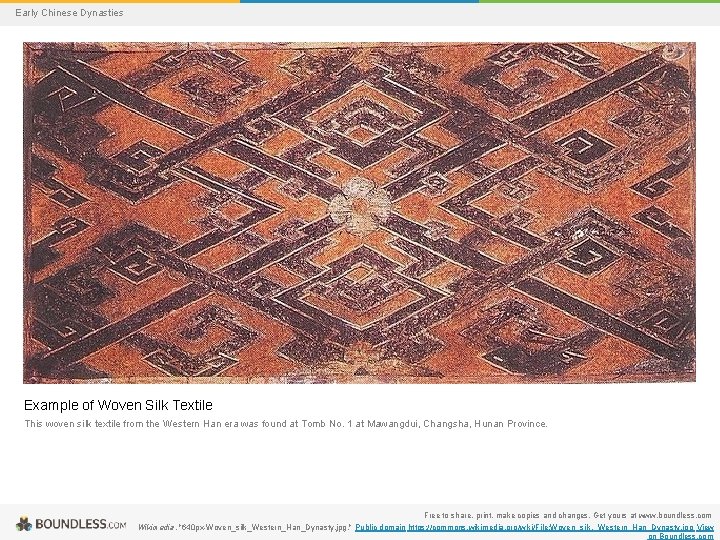 Early Chinese Dynasties Example of Woven Silk Textile This woven silk textile from the
