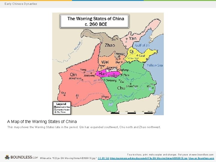 Early Chinese Dynasties A Map of the Warring States of China This map shows