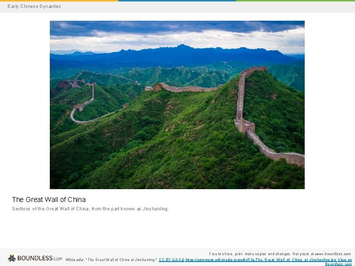 Early Chinese Dynasties The Great Wall of China Sections of the Great Wall of