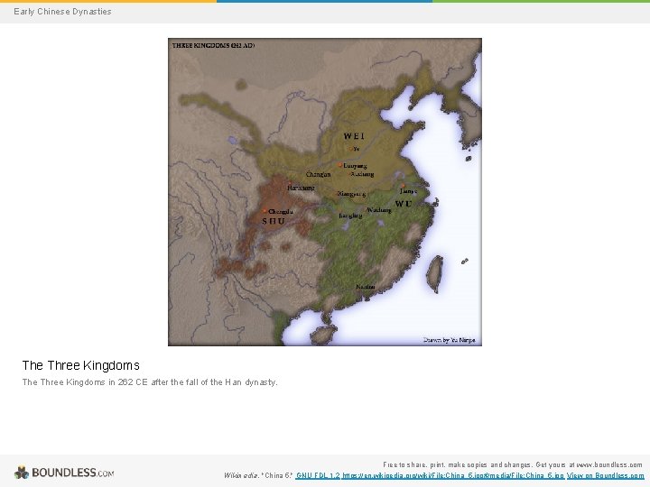 Early Chinese Dynasties The Three Kingdoms in 262 CE after the fall of the