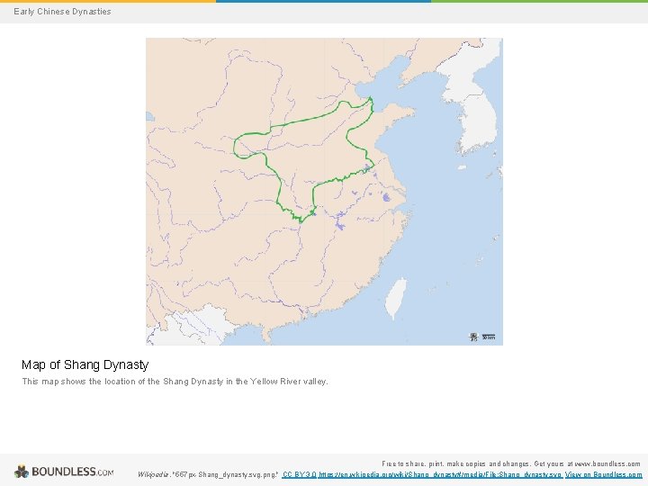 Early Chinese Dynasties Map of Shang Dynasty This map shows the location of the