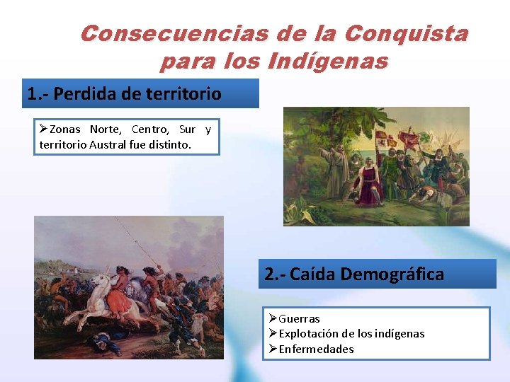 Consecuencias de la Conquista para los Indígenas 1. - Perdida de territorio ØZonas Norte,