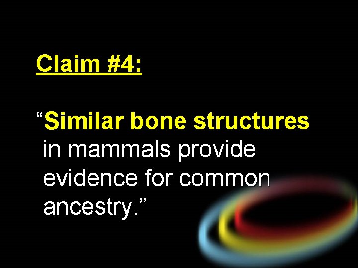 Claim #4: “Similar bone structures in mammals provide evidence for common ancestry. ” 