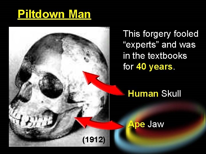 Piltdown Man This forgery fooled “experts” and was in the textbooks for 40 years.