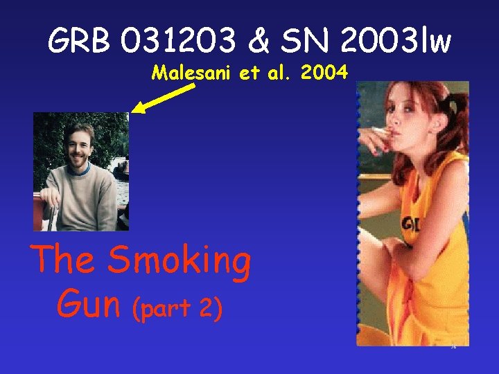 GRB 031203 & SN 2003 lw Malesani et al. 2004 The Smoking Gun (part