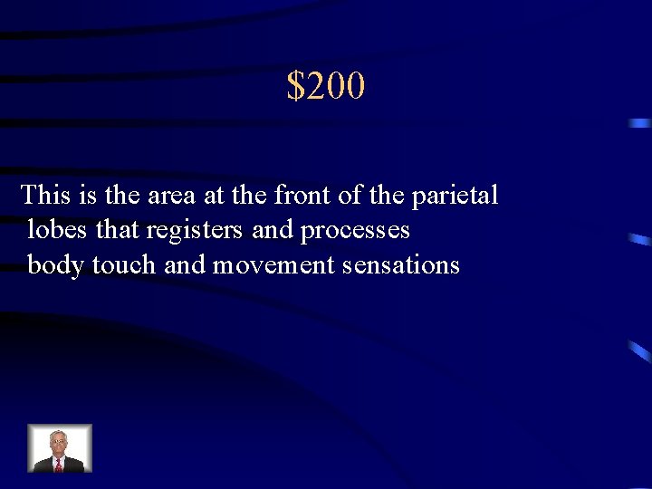 $200 This is the area at the front of the parietal lobes that registers