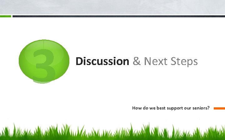 3 Discussion & Next Steps How do we best support our seniors? 
