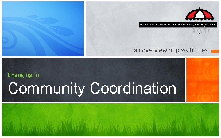 an overview of possibilities Engaging in Community Coordination 