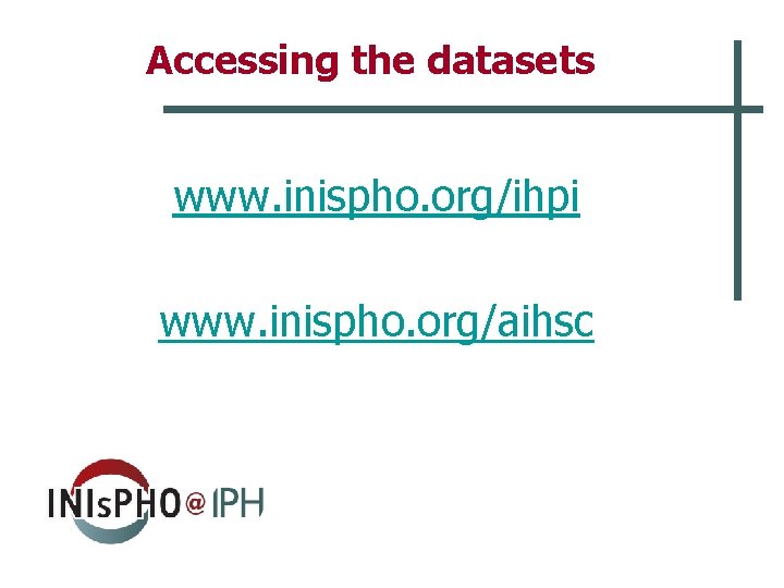 Accessing the datasets www. inispho. org/ihpi www. inispho. org/aihsc 