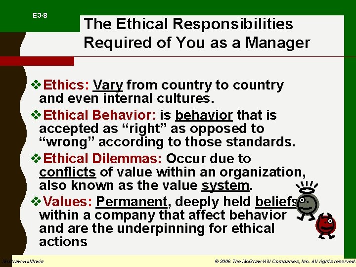  E 3 -8 The Ethical Responsibilities Required of You as a Manager v.