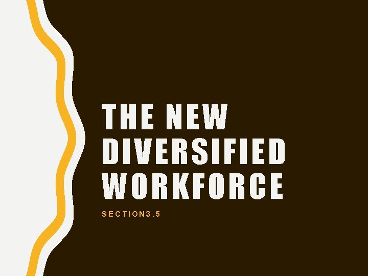 THE NEW DIVERSIFIED WORKFORCE SECTION 3. 5 