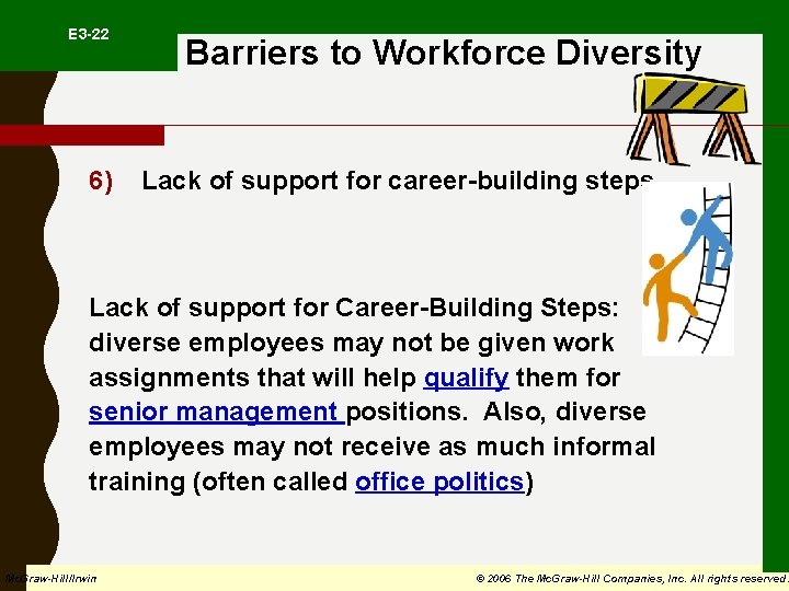  E 3 -22 6) Barriers to Workforce Diversity Lack of support for career-building