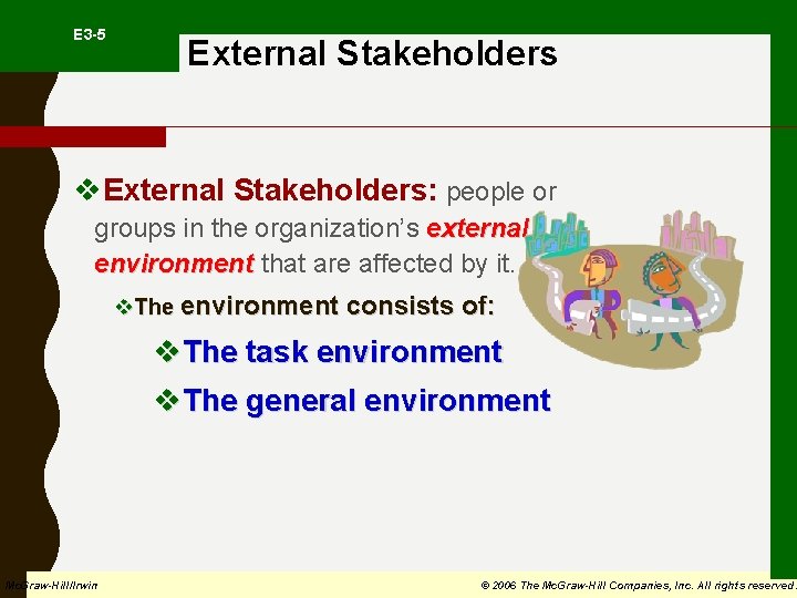  E 3 -5 External Stakeholders v. External Stakeholders: people or groups in the