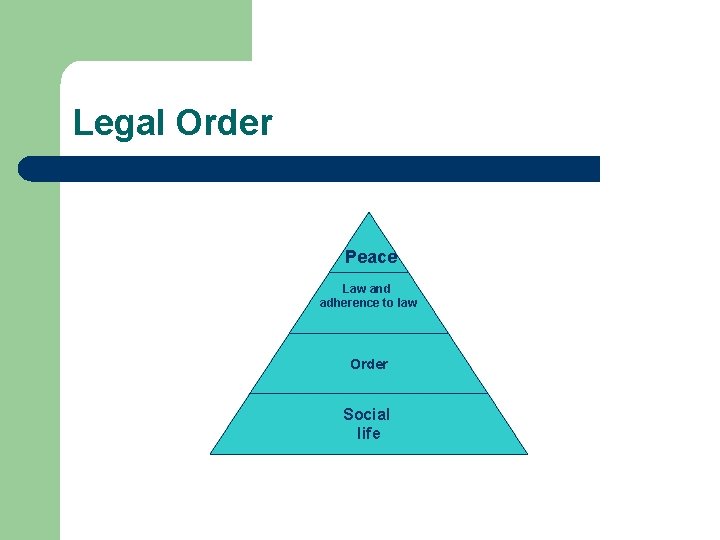 Legal Order Peace Law and adherence to law Order Social life 