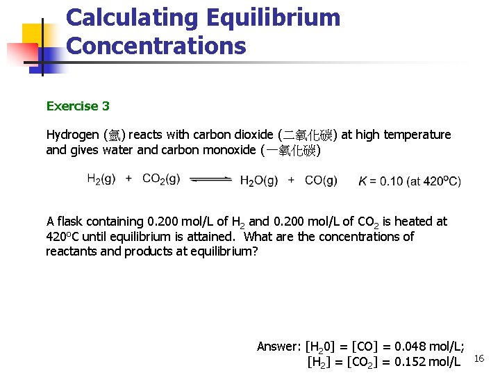 Chemical Equilibrium IJSO Training Phase 3 Dr Kendrew
