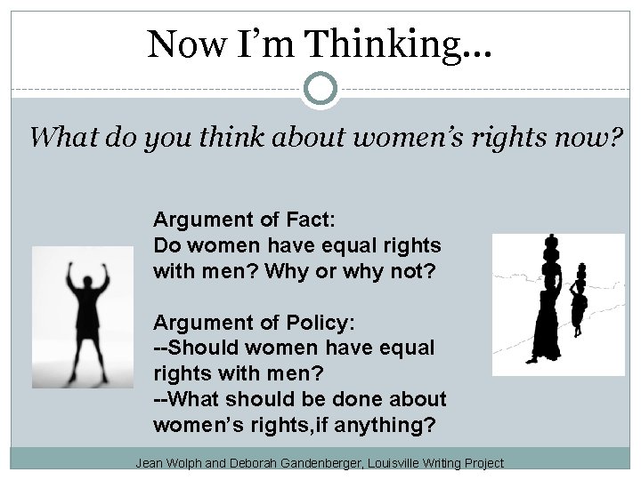 Now I’m Thinking… What do you think about women’s rights now? Argument of Fact: