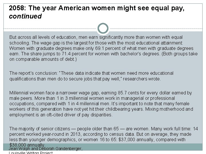 2058: The year American women might see equal pay, continued But across all levels