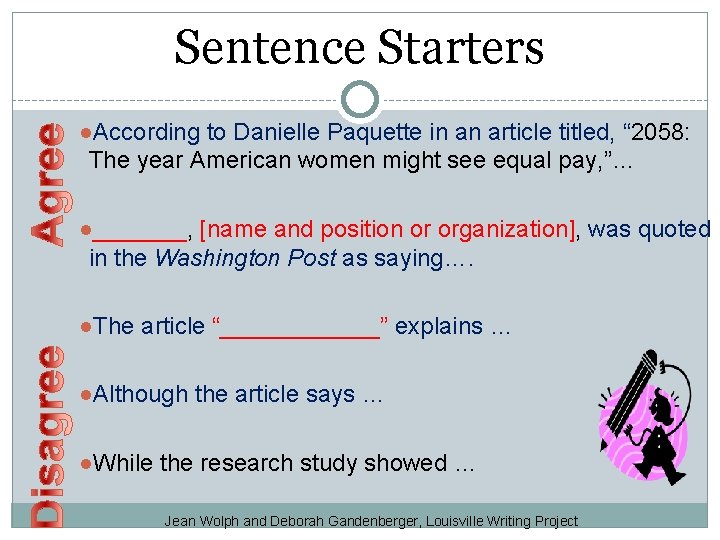 Sentence Starters ●According to Danielle Paquette in an article titled, “ 2058: The year