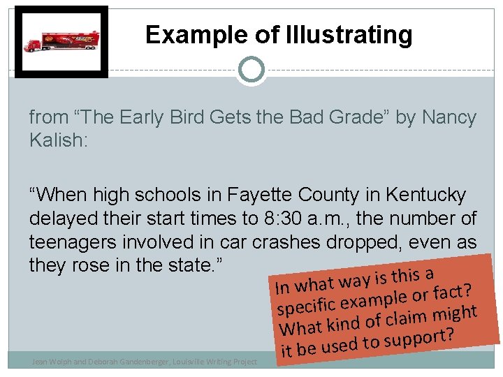 Example of Illustrating from “The Early Bird Gets the Bad Grade” by Nancy Kalish: