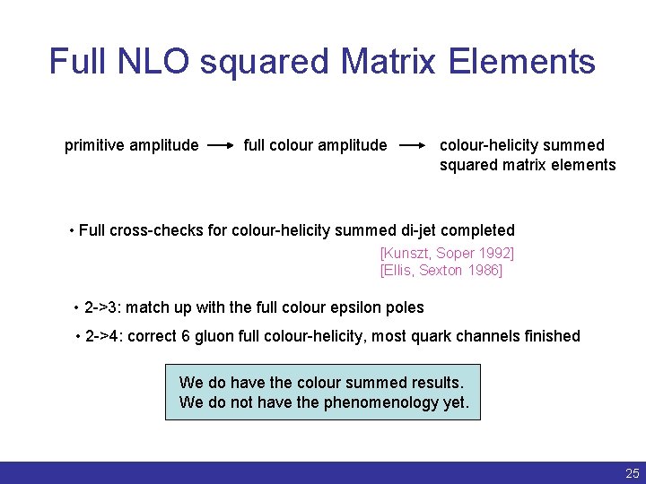 Full NLO squared Matrix Elements primitive amplitude full colour amplitude colour-helicity summed squared matrix