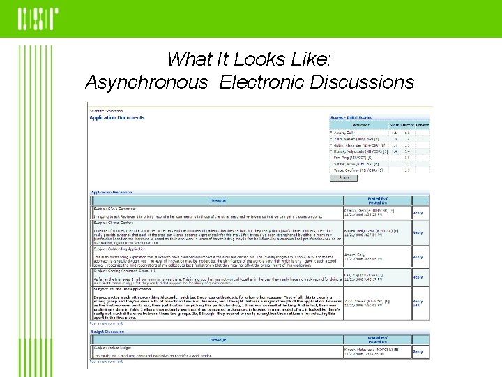 What It Looks Like: Asynchronous Electronic Discussions 