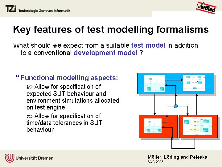 Key features of test modelling formalisms What should we expect from a suitable test