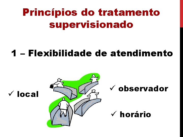 Princípios do tratamento supervisionado 1 – Flexibilidade de atendimento ü local ü observador ü