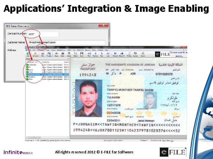 Applications’ Integration & Image Enabling All rights reserved 2012 © E-FILE for Software 