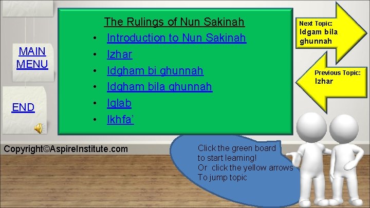 MAIN MENU END • • • The Rulings of Nun Sakinah Introduction to Nun