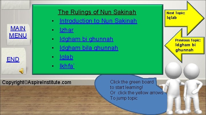 MAIN MENU END • • • The Rulings of Nun Sakinah Introduction to Nun