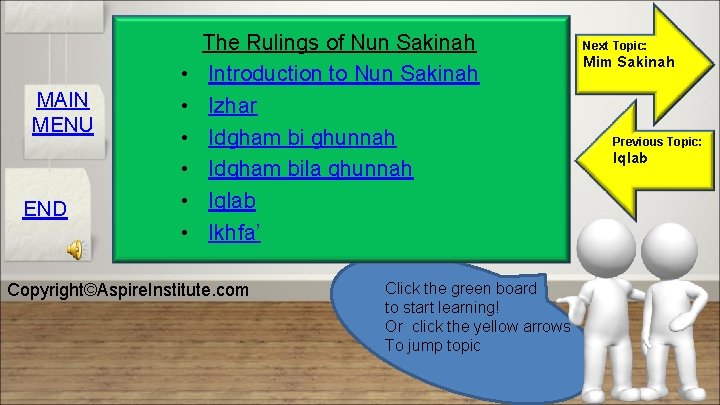 MAIN MENU END • • • The Rulings of Nun Sakinah Introduction to Nun