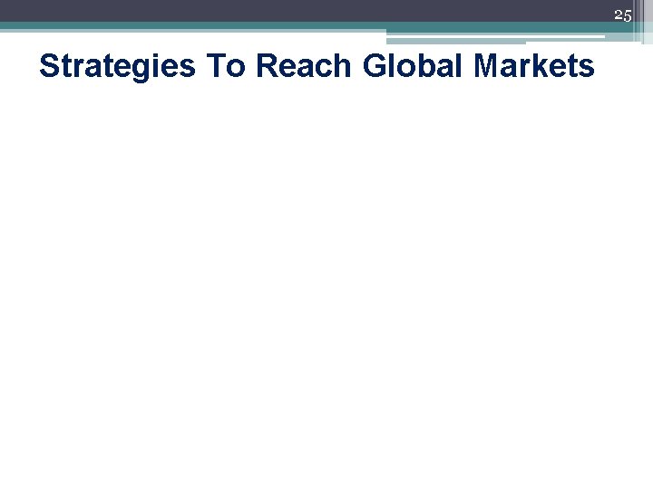 25 Strategies To Reach Global Markets 