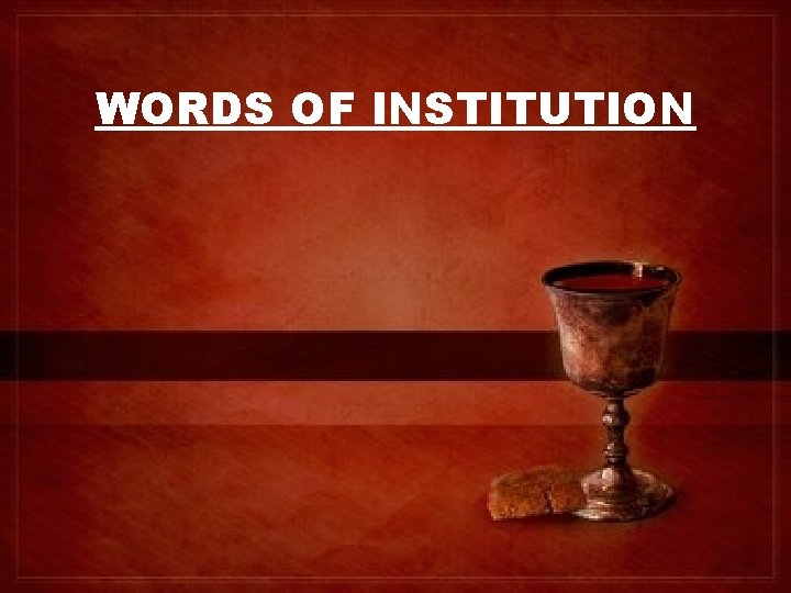 WORDS OF INSTITUTION 