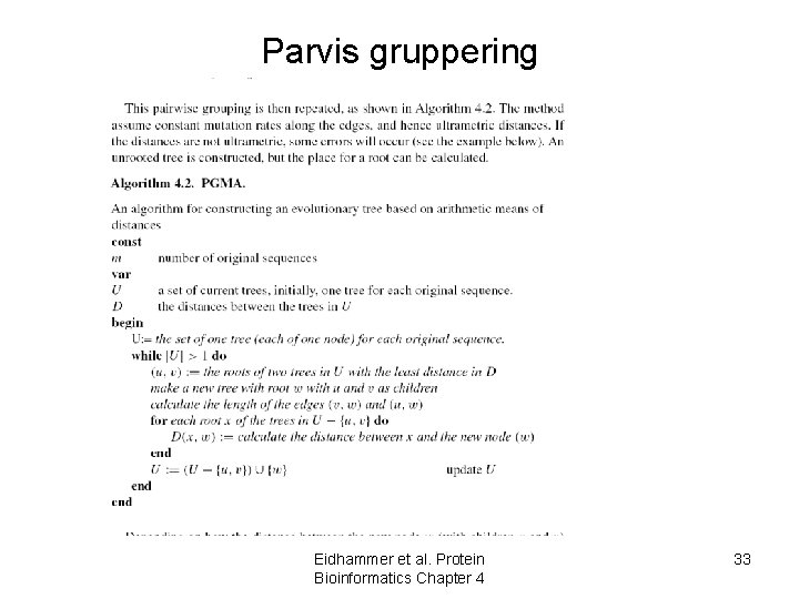 Parvis gruppering Eidhammer et al. Protein Bioinformatics Chapter 4 33 Parvis gruppering Eidhammer et al. Protein Bioinformatics Chapter 4 33