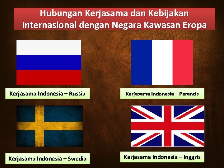 Hubungan Kerjasama dan Kebijakan Internasional dengan Negara Kawasan Eropa Kerjasama Indonesia – Russia Kerjasama