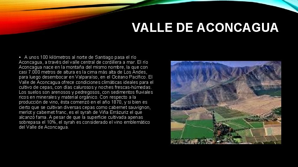 VALLE DE ACONCAGUA • A unos 100 kilómetros al norte de Santiago pasa el