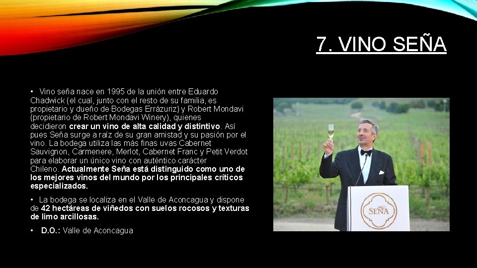 7. VINO SEÑA • Vino seña nace en 1995 de la unión entre Eduardo