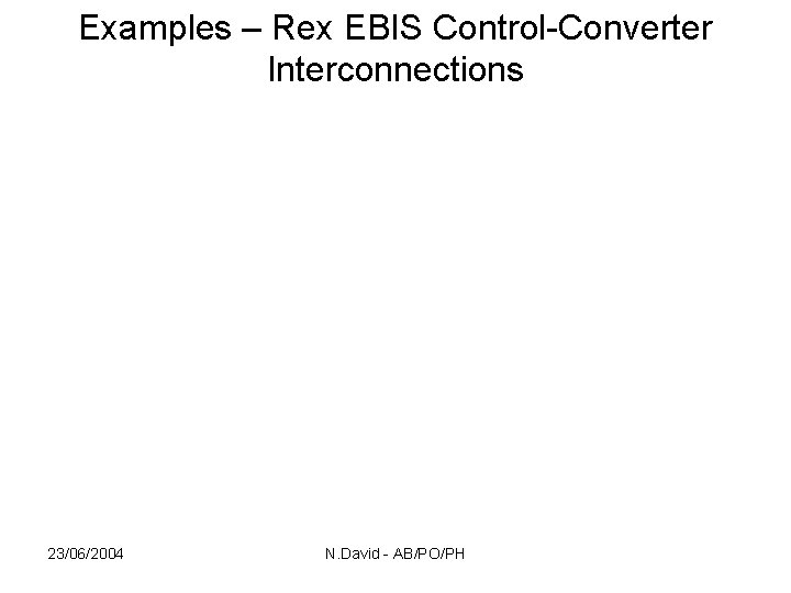 Examples – Rex EBIS Control-Converter Interconnections 23/06/2004 N. David - AB/PO/PH 