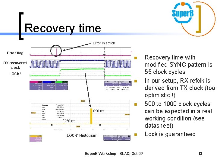 Recovery time Error injection Error flag n RX recovered clock LOCK* n n 890