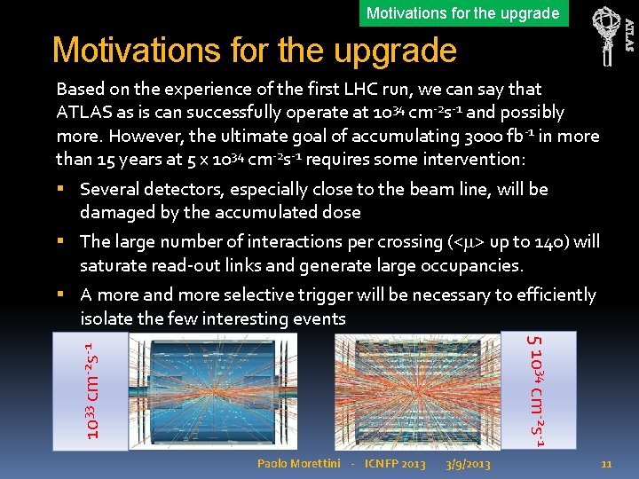 ATLAS Motivations for the upgrade Based on the experience of the first LHC run,
