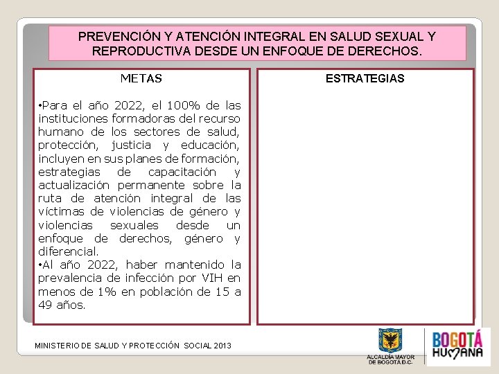 PREVENCIÓN Y ATENCIÓN INTEGRAL EN SALUD SEXUAL Y REPRODUCTIVA DESDE UN ENFOQUE DE DERECHOS.