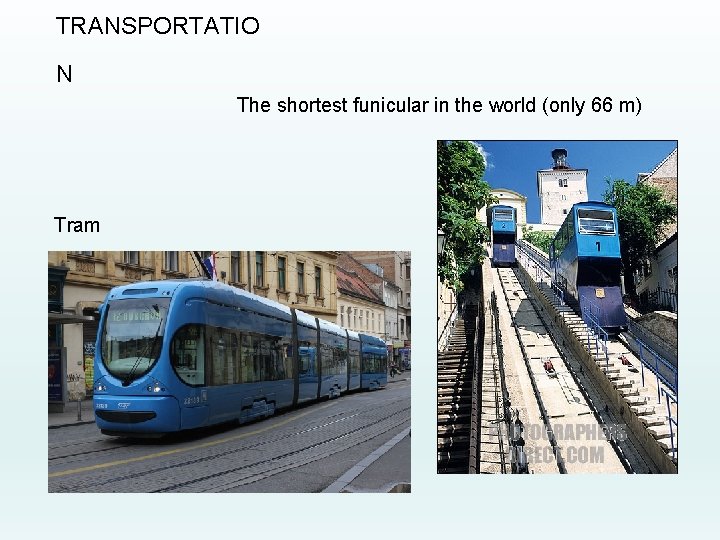 TRANSPORTATIO N The shortest funicular in the world (only 66 m) Tram 