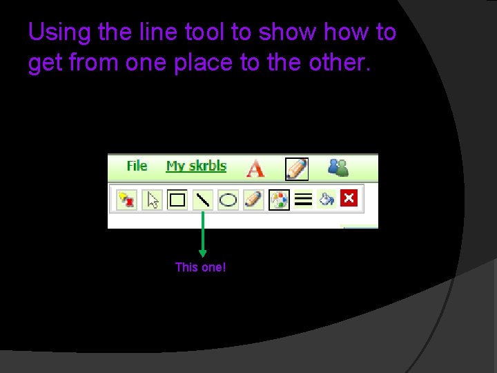 Using the line tool to show to get from one place to the other.