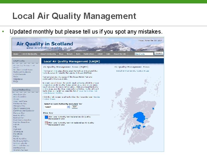 Local Air Quality Management • Updated monthly but please tell us if you spot