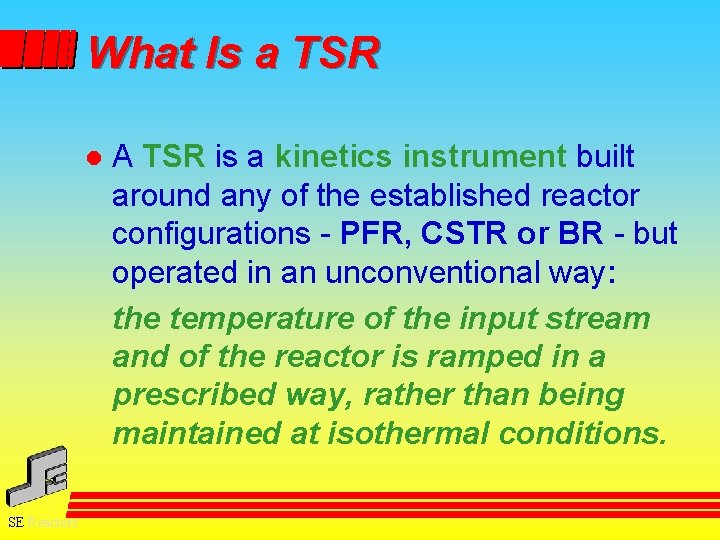 What Is a TSR l SE Reactors A TSR is a kinetics instrument built