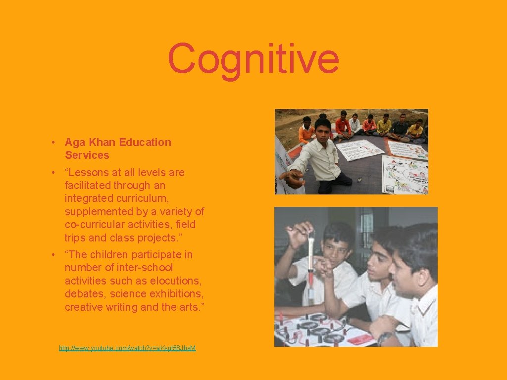 Cognitive • Aga Khan Education Services • “Lessons at all levels are facilitated through