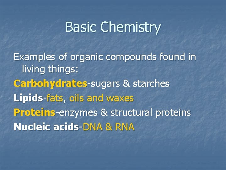 Biochemistry The Chemistry of Living Things Unit II
