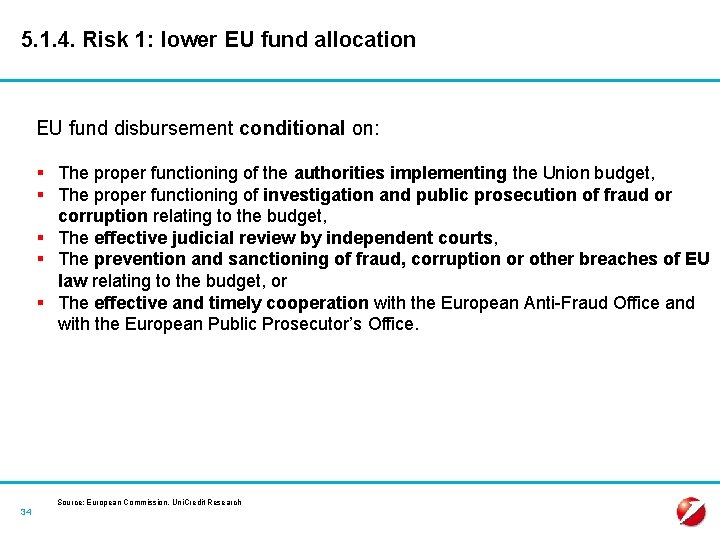 5. 1. 4. Risk 1: lower EU fund allocation EU fund disbursement conditional on: