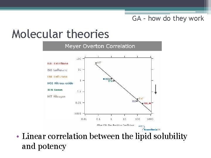 GA – how do they work Molecular theories • Linear correlation between the lipid